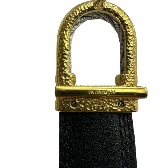 Vintage PHILIPPE CHARRIOL Rope Black Genuine Leather Lizard Pattern Belt Size 42 - Picture 12 of 12